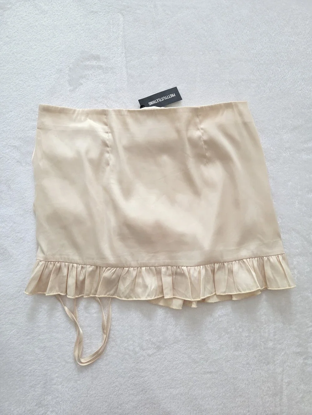 Lemon Satin Ruffled Mini Skirt - Picture 2 of 9